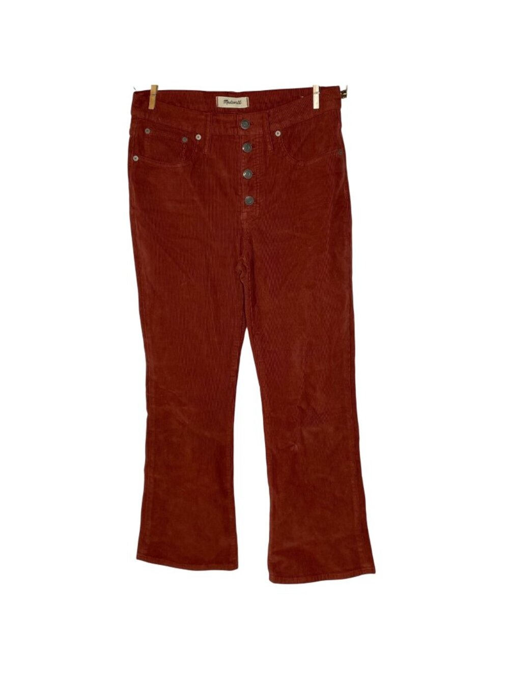 Madewell Cali Demi Boot Corduroy Pants Button Fly Sz 28 Burnt Orange Fall